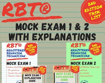 RBT Mock Exam 1 and 2 Bundle | 2 Mock Exams | 2 Explanation Guides | RBT Mock Exam | 2nd Edition Task List | RBT Practice Exam | rbt test