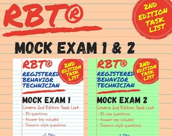 RBT Mock Exam 1 and 2 Bundle | 2 Mock Exams | Answer Key | RBT Mock Exam | 2nd Edition Task List | RBT Practice Exam | rbt test