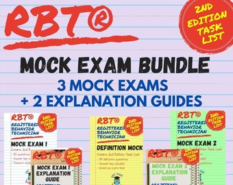 RBT Mock Exam Bundle | 3 Mock Exams | 2 Explanation Guides | RBT Mock Exam | 2nd Edition Task List | RBT Practice | Registered Behavior Tech