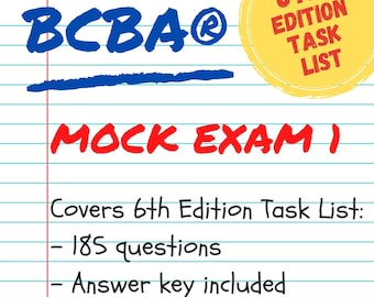 6th Edition Task List BCBA Mock Exam 1 | 185 Questions | 6th Edition Task List | Board Certified Behavior Analyst | BCBA Exam Prep | BCBA