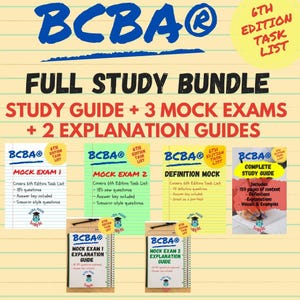 BCBA Exam Full Study Package | 3 Mock Exams | Explanation Guides | Study Guide | Definition Mock | BCBA Exam Prep | 6th Edition Task List