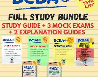 BCBA Exam Full Study Package | 3 Mock Exams | Explanation Guides | Study Guide | Definition Mock | BCBA Exam Prep | 6th Edition Task List