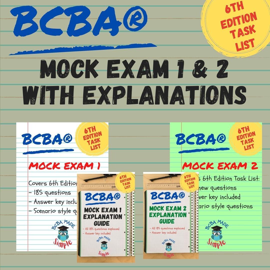 6th Edition Task List BCBA Mock Exam 1 & 2 | 185 Questions Each ...
