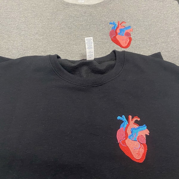 Embroidered Anatomical Heart Crewneck