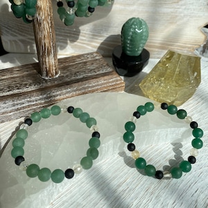Green Aventurine, Citrine and Black Tourmaline - Prosperity and confidence bracelet