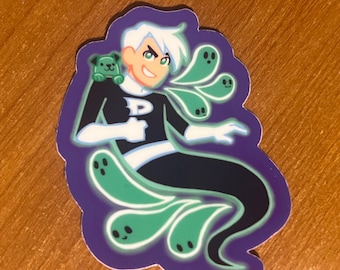 Glow in the Dark Vinyl Danny Phantom Sticker - laptop label, water bottle sticker