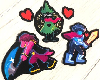 Homemade Deltarune Stickers— Kris, Susie, Ralsei, Lancer, water bottle sticker, laptop label