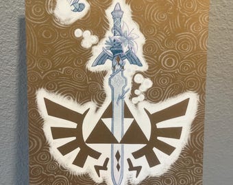 Legend of Zelda Master Sword Risograph print metallic gold