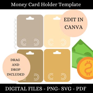 Money Holder Card Template, Money Card Svg, Money Holder Svg, Money Card Holder Svg, Money Gift Card Holder, Custom Template, Canva Editable