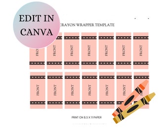 Crayon Wrapper Template, Blank Editable Canva Template, Crayon Wrapper template instant download, Blank Crayon Wrapper template