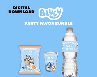 Bluey Mega Bundle Party Favor, 7 themed party Favors, Blue Heeler Birthday