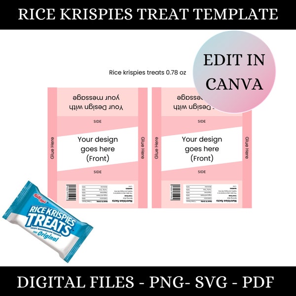 Rice Krispies Template Svg, Rice Krispies Treats, DIY Rice Krispies Template, blank template, Party template, party favor