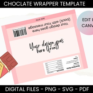 Chocolate bar wrapper template, Blank Editable Canva Template, Chip bag template instant download, Blank candy bar wrapper template