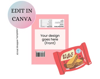 Kit Kat Bar wrapper template, Blank Editable Canva Template, Kit Kar Bar template instant download, Blank Kit Kat bar wrapper template