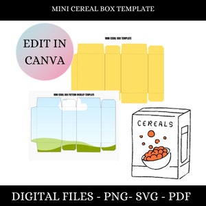 Mini Cereal Box Template Svg, Mini Cereal Box , DIY Mini Cereal Box Template, blank template, Party template, party favor
