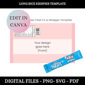 Long Rice Krispies Template Svg, Long Rice Krispies Treats, DIY LongRice Krispies Template, blank template, Party template, party favor