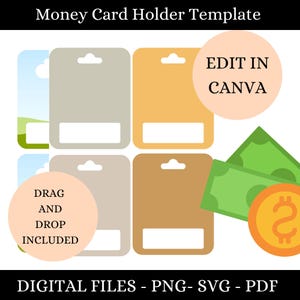 Money Holder Card Template, Money Card Svg, Money Holder Svg, Money Card Holder Svg, Money Gift Card Holder, Custom Template, Canva Editable