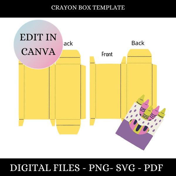 Crayon Box Template, Blank Editable Canva Template, Crayon Box template instant download, Blank Crayon Box template