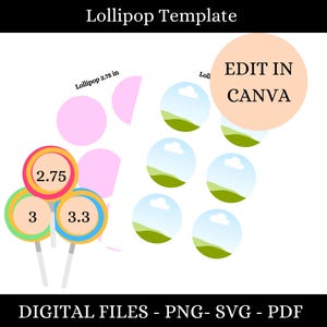 Editable Lollipop Label Template, Lollipop Label Template SVG, Lollipop Label Template, Lollipop Sticker Template Svg, Canva EDitable