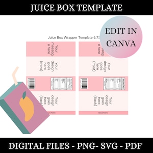 Personalized Juice Box labels,printable template, birthday party favor, instant download, custom wrapper,party decoration, editable template