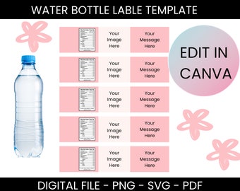 Personalized water bottle labels,printable template,birthday party favor,instant download,custom wrapper,party decoration, editable template