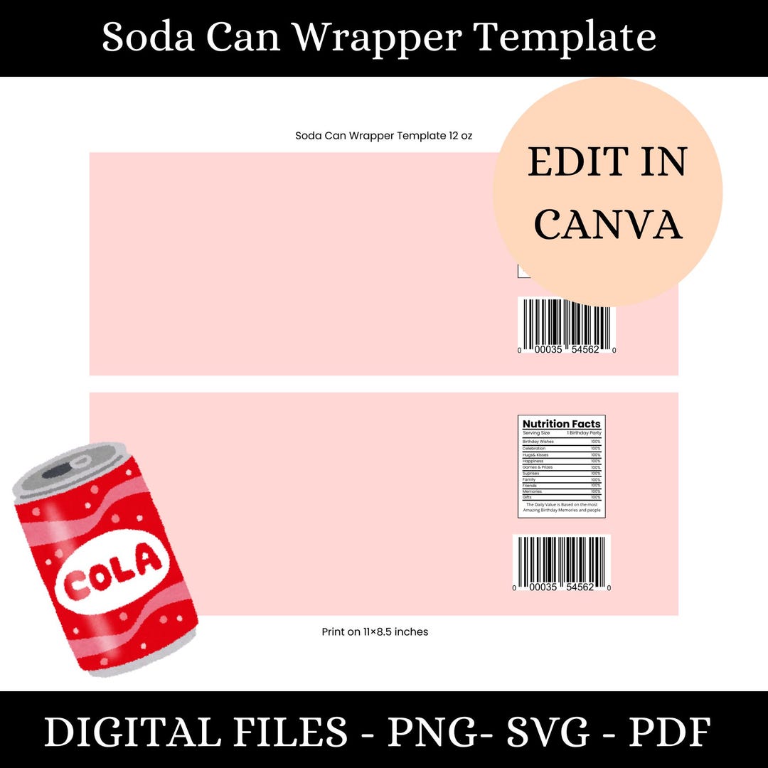 Soda Can Label Template SVG, Soda Can Label, DIY Soda Can Label, Blank ...
