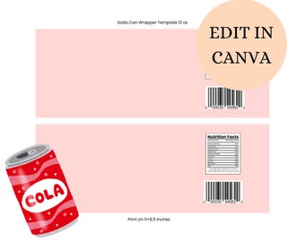 Soda Can Label Template SVG, Soda Can Label,  DIY Soda Can Label, blank template, Party template, party favor