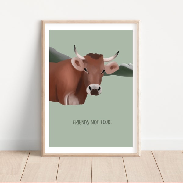 Poster A4, Kuh/Vegan/Friends not Food