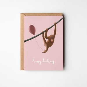 Postkarte/Klappkarte Affe mit Luftballon, A6/A7