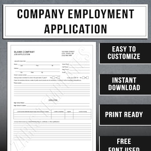 employment application 3 page layout editable word etsy uk