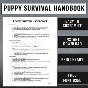 Hundetraining Handbuch Vorlage | Kundenhandout nach dem Training | PUPPY SURVIVAL HANDBUCH | Sofort Download