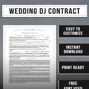 Hochzeit DJ-Services Vertragsvorlage | Disc Jockey Geschäftsvereinbarung | Sofort Download