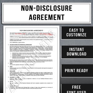 Non-Disclosure Agreement Template | NDA Confidential Information Form | Instant Download