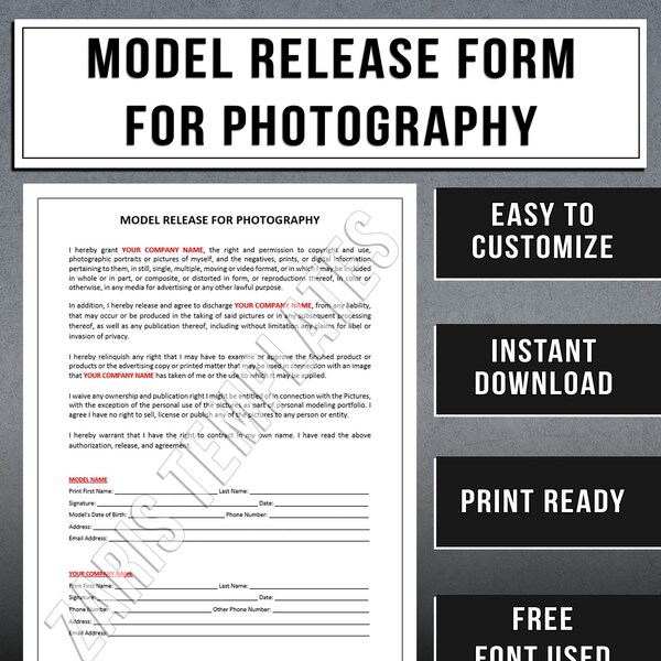 Model Agreement Template Etsy