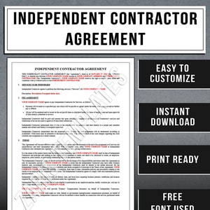 Independent Contractor Agreement Template | Instant Download