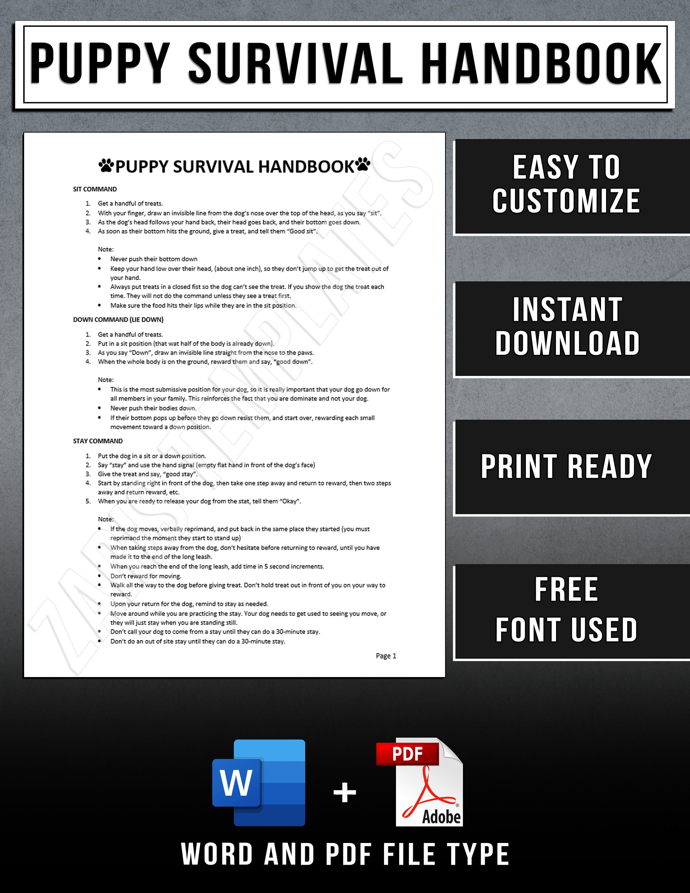 Dog Training Handbook Template Client Handout After Training - Etsy