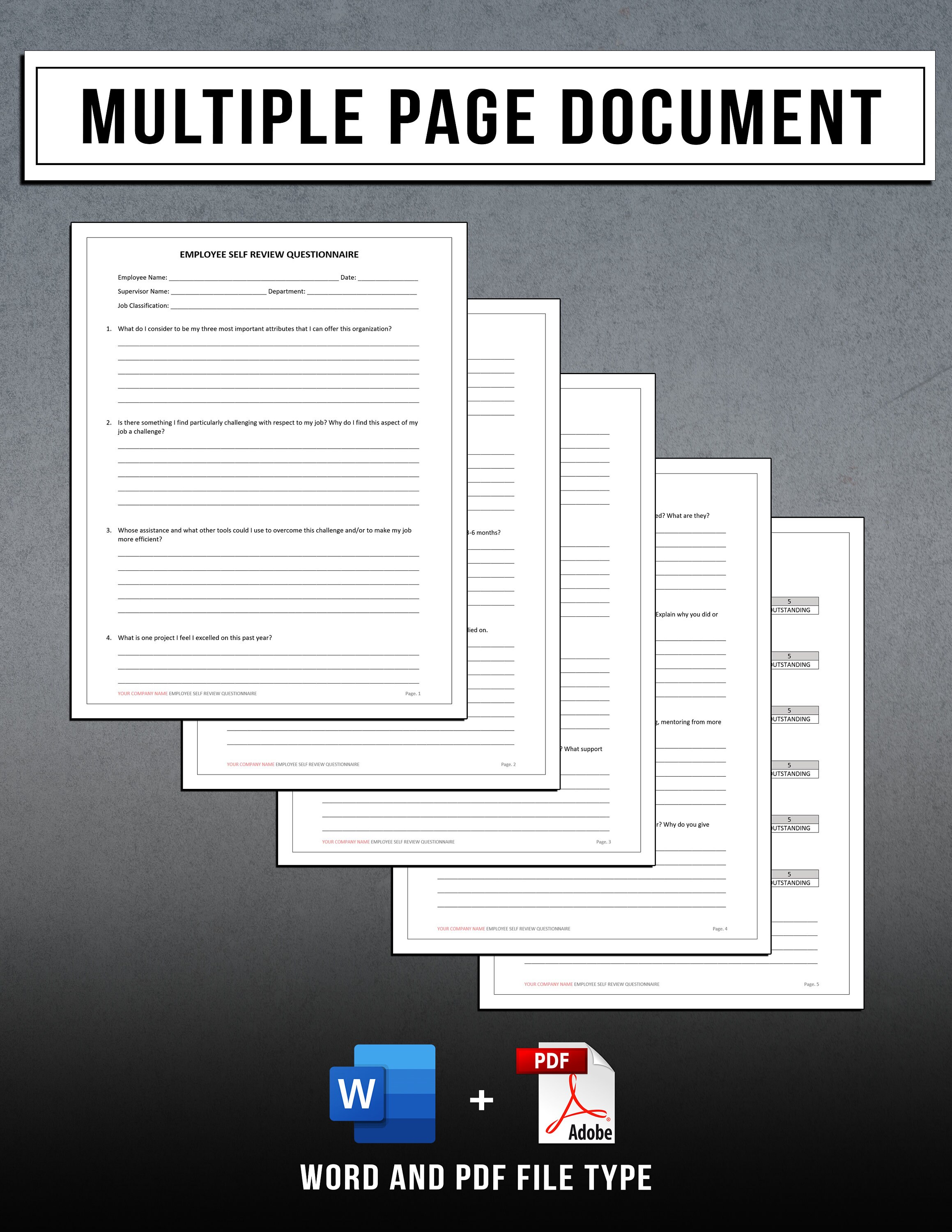 Employee Self Review Template Employee Self Evaluation Form Instant Employee Self Review Template Employee Self Evaluation Form Instant
