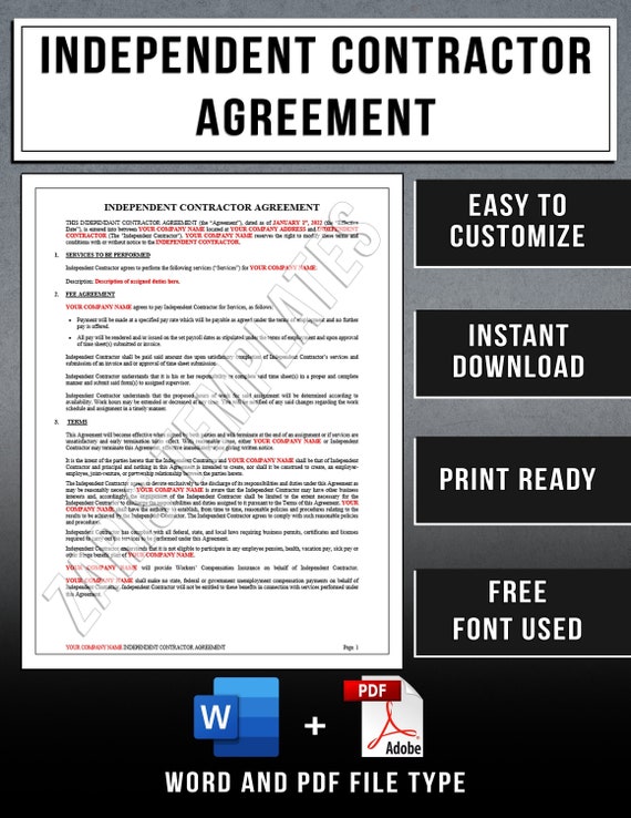 Independent Contractor Agreement Template Free Download