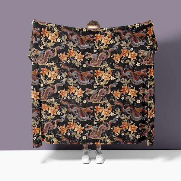 Japanese Dragon Blanket Etsy