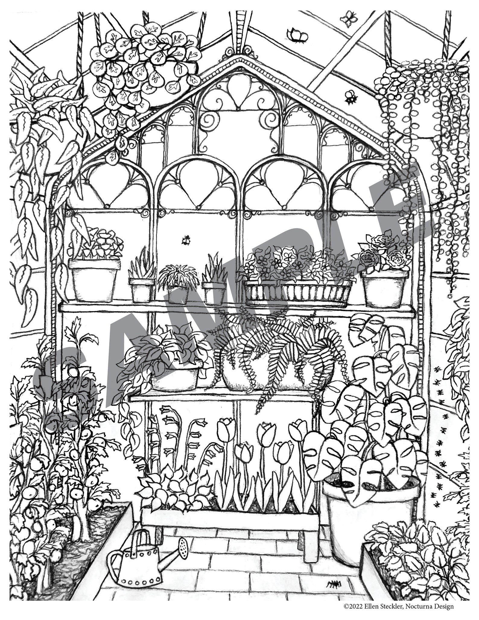 Greenhouse Printable Adult Coloring Page - Etsy