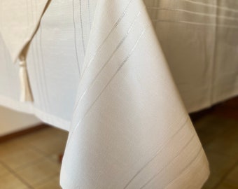 Ensemble de table 14 pièces blanc-crème - chemin de table + nappe + 12 serviettes