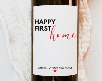 Happy First Home Gift, New Place, Housewarming Wine Label, New Homeowner Gift, Funny Wine Label, Realtor Closing, New House Gift