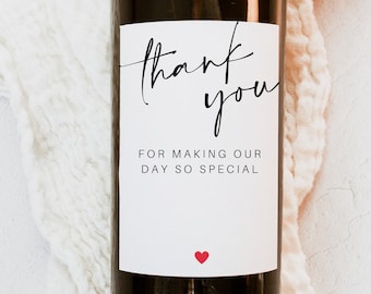 Thank You for making our day so special, Thank You Wedding Coordinator, Gift for Coordinator, Thank You Gift, Wine Labels, Thank You Card