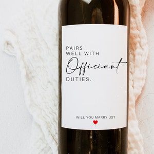 Pairs Well with Officiant Duties, Personalized Officiant Wine Label, Officiant Gift, Officiant Proposal, Officiant Gift for Men