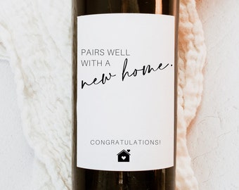 Housewarming Gift, New Place, Housewarming Wine Label, New Homeowner Gift, Realtor Gift to Clients, Realtor Closing, Personalized Realtor