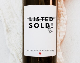 Housewarming Gift, New Place, Housewarming Wine Label, New Homeowner Gift, Realtor Gift to Clients, Realtor Closing, New House Gift