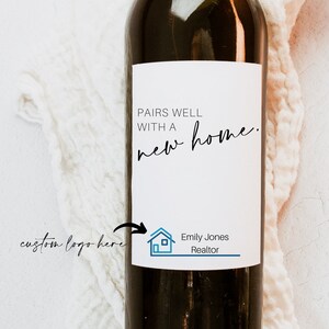 Personalized Realtor Closing Gift, Housewarming Gift, New Place, Housewarming Wine Label, New Homeowner Gift, Realtor Closing