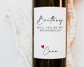 Will you be my Bridesmaid, Personalized Wine Label, Bridesmaid Wine Label, Bridesmaid Proposal, Bridesmaid Gift, Custom Gift for Bridesmaid