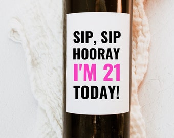 21st Birthday Gift, Finally Legal Gift, Turning 21, 21st Birthday Wine Label, Birthday Label, 21st Gift for Her, Birthday Champagne label