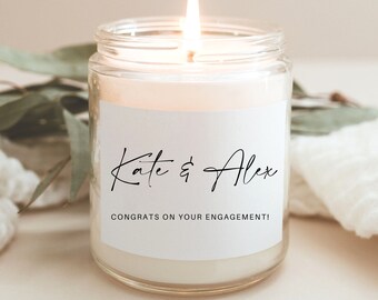 Candle Labels, Personalized Engagement Gift, Engagement Gift for Couple, Engagement Candle Label, Bridal Party Gift, Engagement Card